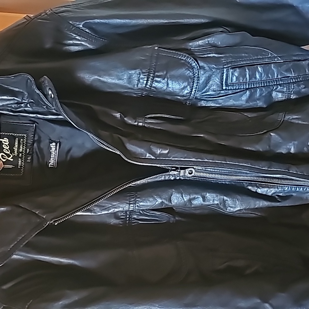 Men's Reed black leather jacket. R46